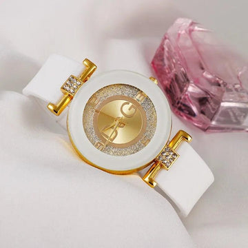 Luxury Brand Ladies Watches - White Silicone Diamond Letter Waterproof Digital Quartz Wrist Watches For Women - The Jewellery Supermarket